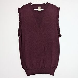 Tia Cibani kids maroon ruffle sleeveless 100% wool sweater 11/12